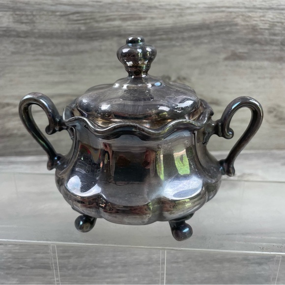 Vintage WMF Silver Plated Porcelain Footed Sugar Bowl 5” Tall - Picture 3 of 8